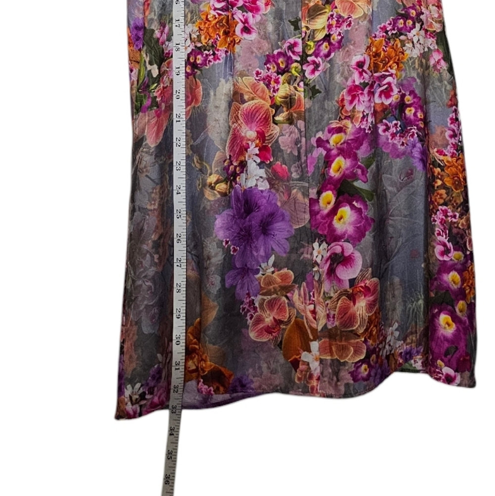 All Saints Jemille Lucia Silk Blend Lined Mini Dress Flutter Sleeves Grey Floral - Picture 16 of 16